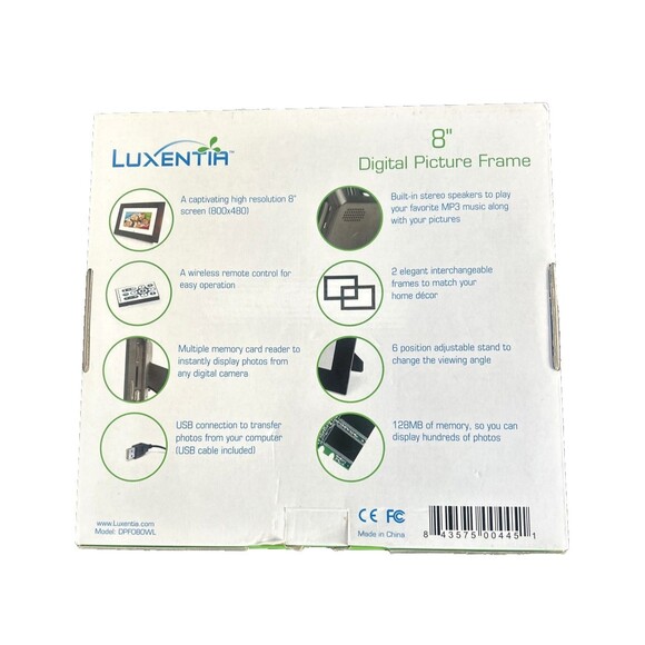 LUXENTIA 8" DIGITAL PICTURE FRAME PHOTOS DPF080WL NEW - Picture 6 of 8